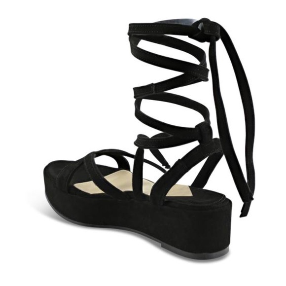 NIB Black Kid Suede Wrap Around Gladiator Platform - Picture 7 of 8